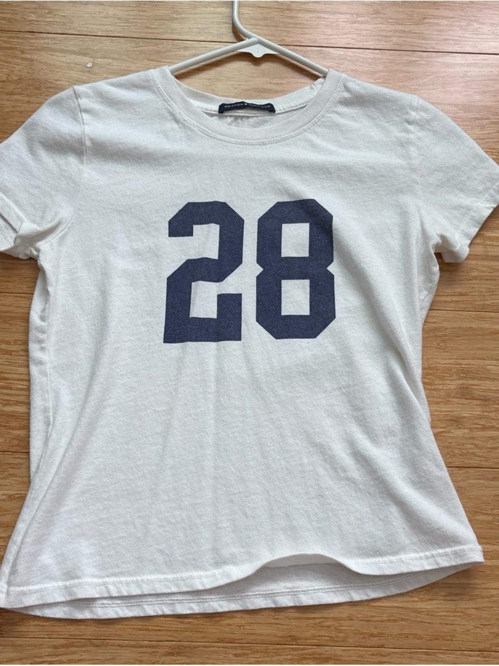 Brandy Melville White Graphic Tee with Navy '28'